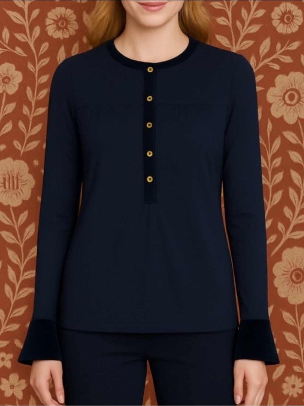 Boden Black Nadine Velvet Trimmed Blouse Cocktail Witchy Boho Romantic Size 2